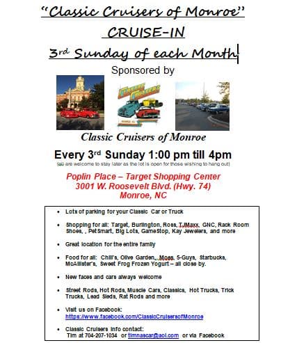 Classic Cruisers of Monroe Monthly Cruise-In