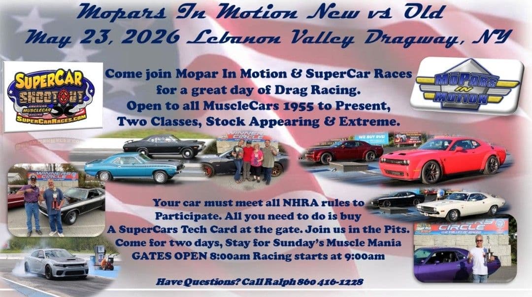 SuperCar Races and Mopars In Motion's New Vs Old Track Day