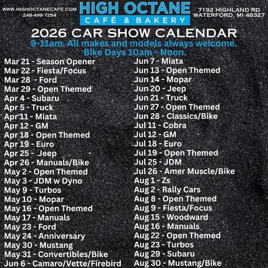 High Octane Cafe & Bakery Car Shows