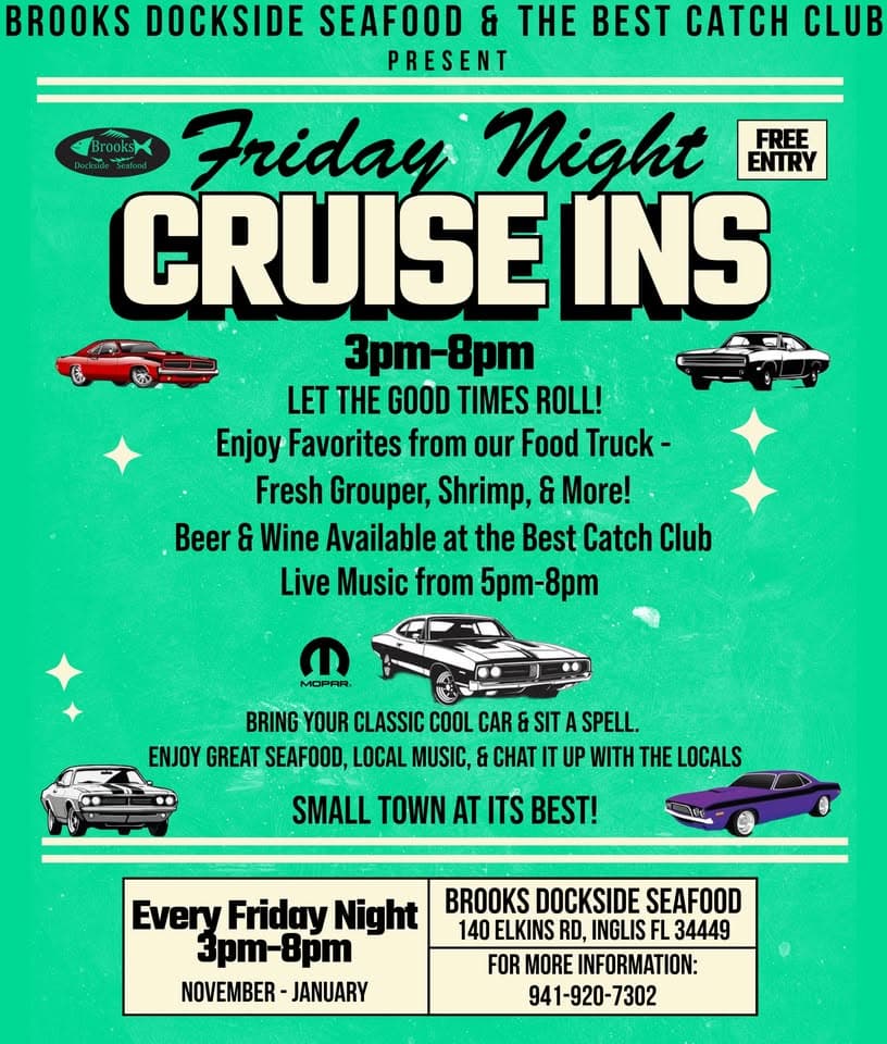 Friday Night Cruise Ins at Brooks Dockside Seafood