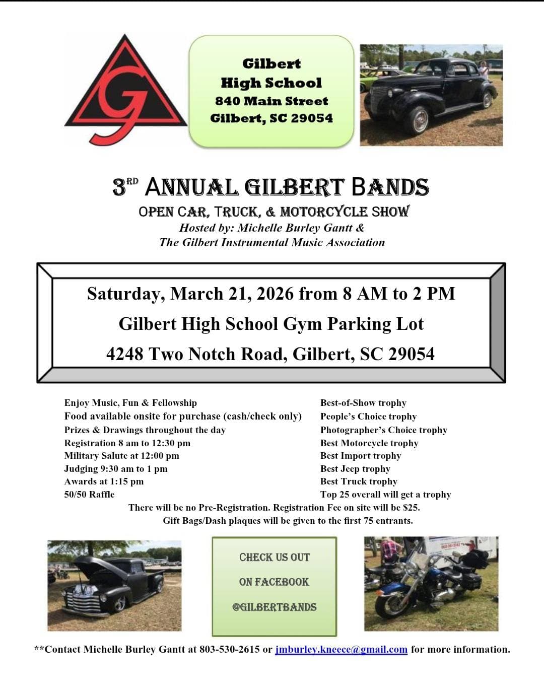 3rd Annual Gilbert Bands Open Car, Truck, & Motorcycle Show