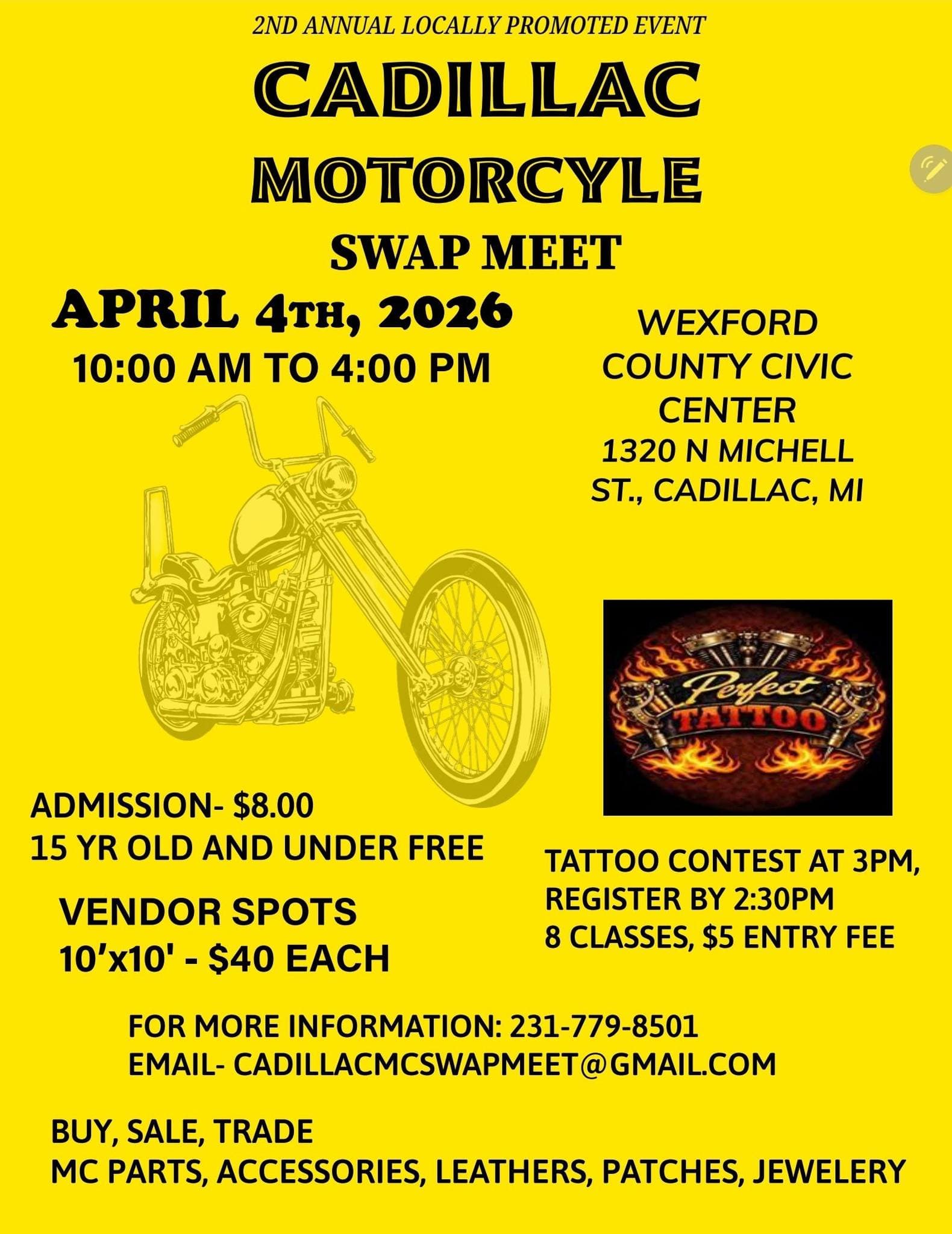 2nd Annual Cadillac Motorcycle Swap Meet - Cadillac, MI