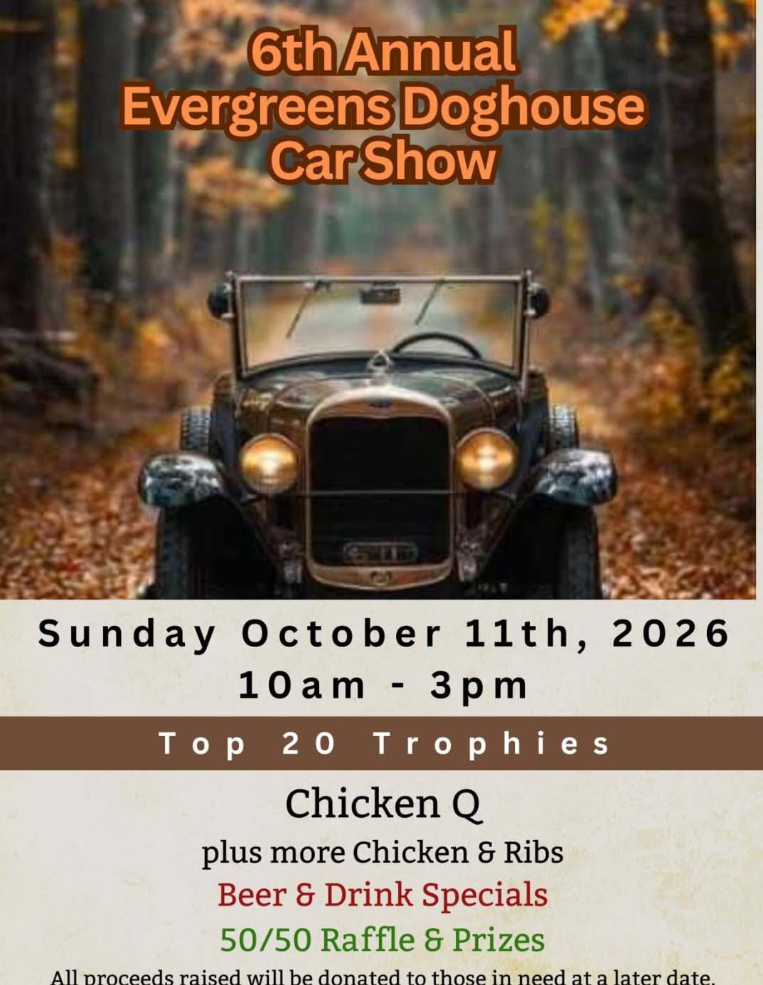 Evergreens Dog House Car Show - Black River Falls - 10/11/2026
