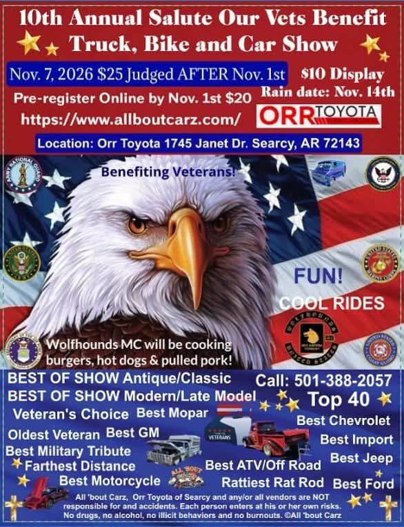 10th Annual Salute Our Vets Truck, Bike, and Car show